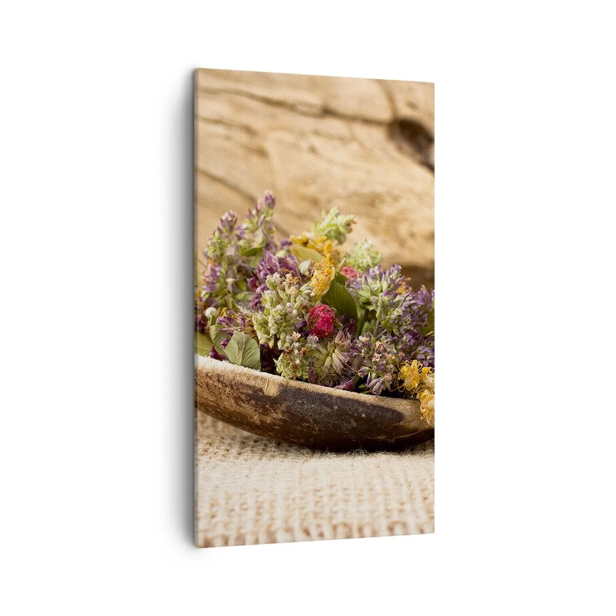 Canvastavla - Bild på duk - Färgglada blommor och doftande örter - 45x80 cm