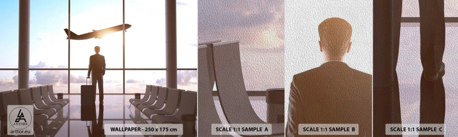 Provbit av fototapet Premium Sand - Du har tid, sakta ner - Flygplats, Plan, Resor - 100x30 cm