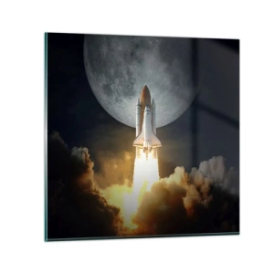 Glastavla - Bild på glas - Början på ett utomjordiskt äventyr - 70x70 cm