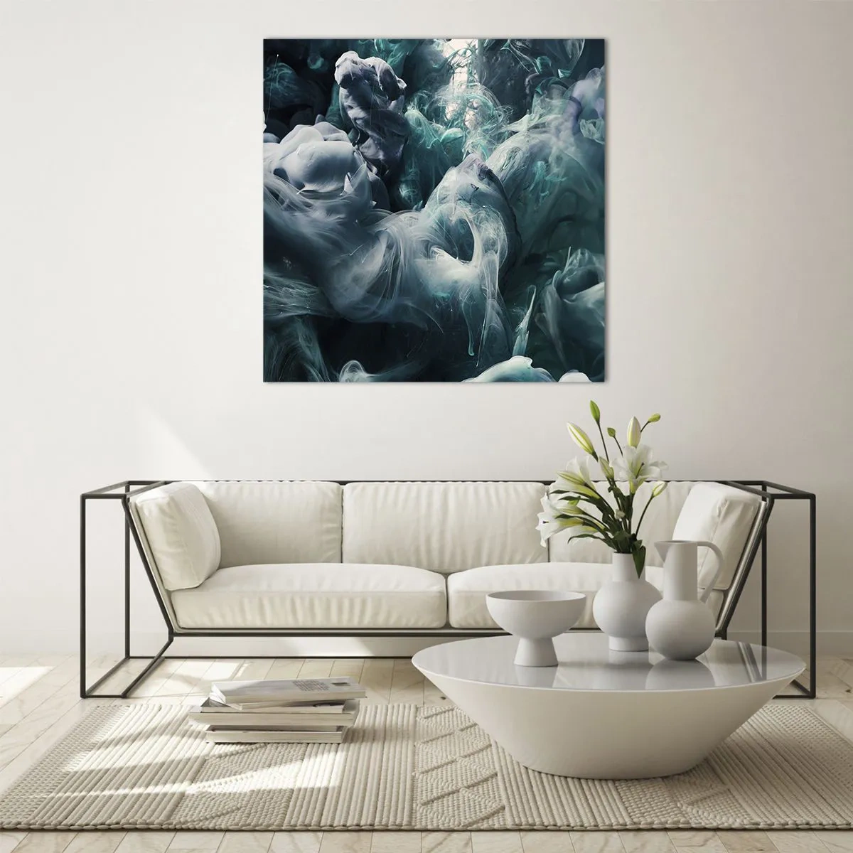 Glastavla - Bild på glas - Färg i rörelse - 40x40 cm