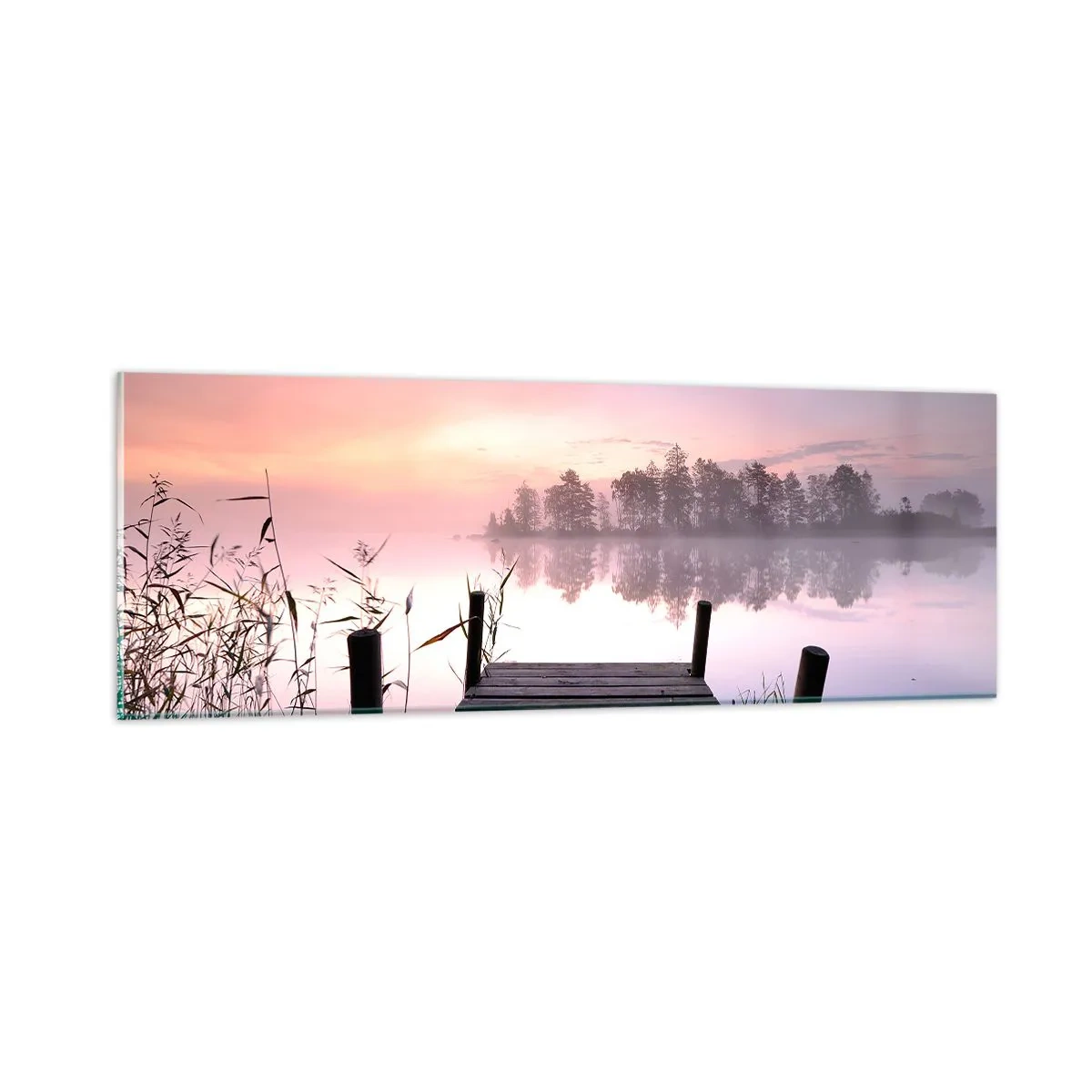 Glastavla - Bild på glas - Ur liljedimman... - 90x30 cm