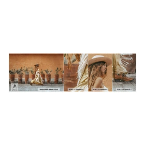 Provbit av fototapet Premium Canvas - I hippiestil - Boho, Kvinna, Kaktusar - 100x30 cm