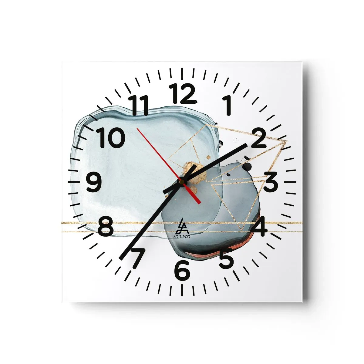 Väggklocka - Klocka på glas - En studie av droppar - 40x40 cm