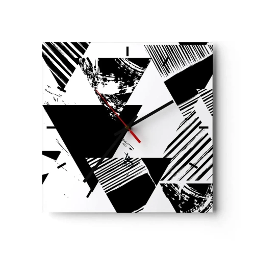 Väggklocka - Klocka på glas - Det regnar trianglar - 40x40 cm