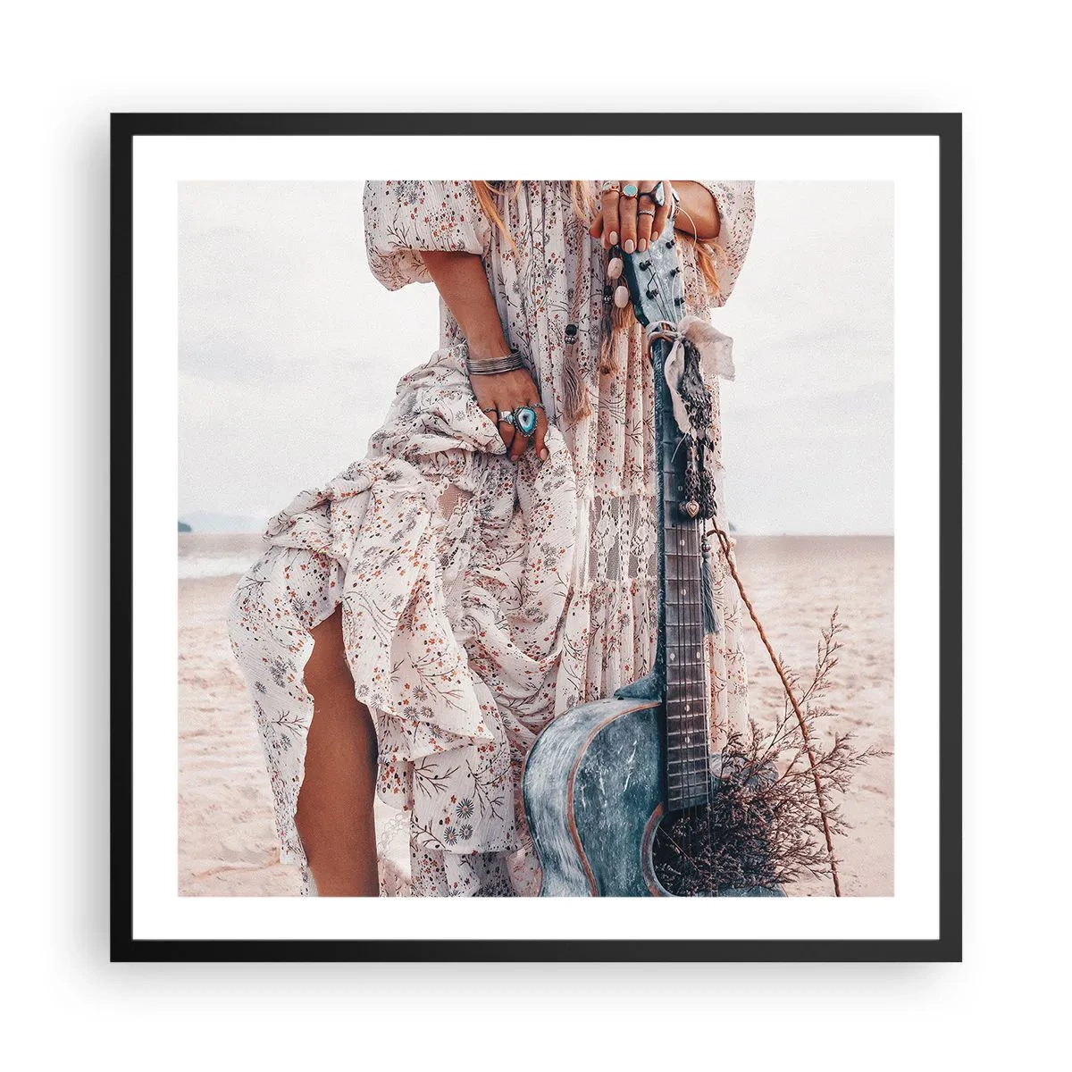 Affisch i svart ram - Flower power på väg - 60x60 cm