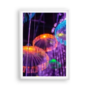 Affisch i vit ram - Lysande fontän - 70x100 cm