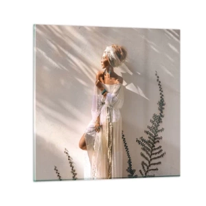 Glastavla - Bild på glas - Solen och flickan - 30x30 cm