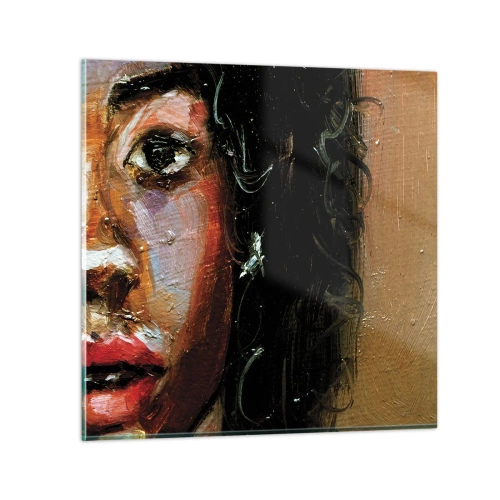 Glastavla - Bild på glas - Svärta och sken - 70x70 cm