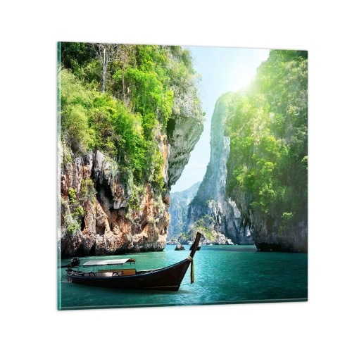 Glastavla - Bild på glas - Inbjudan till exotisk resa - 40x40 cm