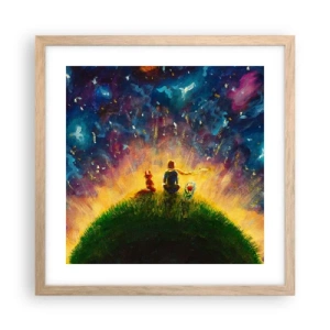 Affisch i ram av ljusek - Kärlek och vänskap - hela världen - 40x40 cm