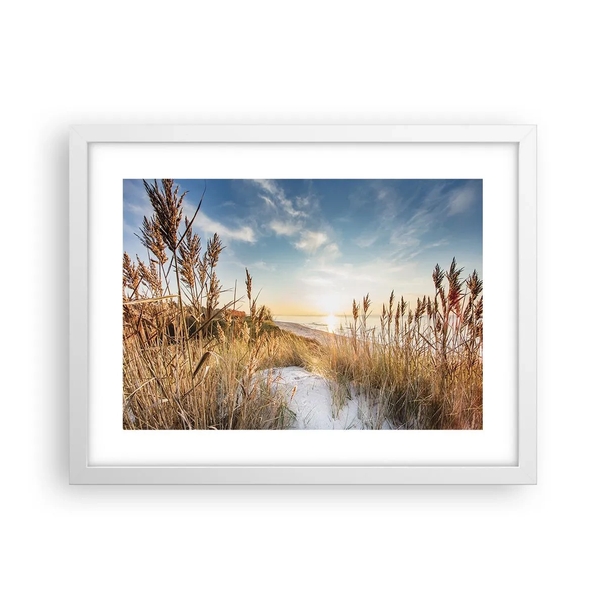 Affisch i vit ram - Nordlig strand - 40x30 cm