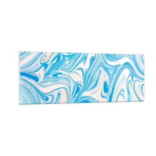 Glastavla - Bild på glas - Utspilld turkos - 140x50 cm