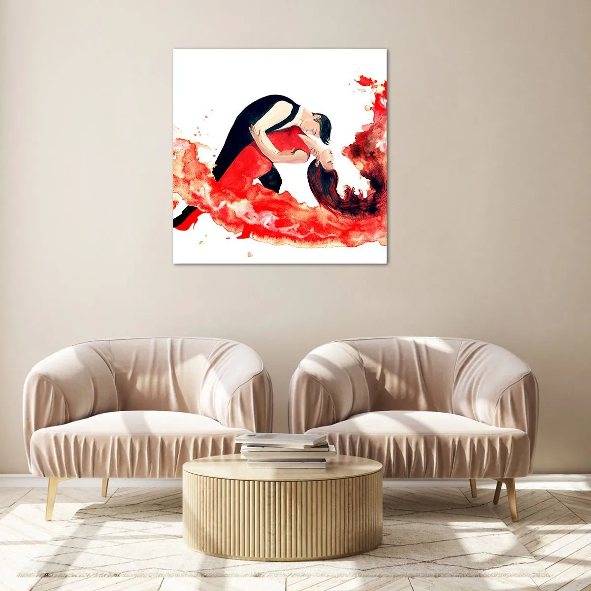 Glastavla - Bild på glas - Tango - den sensuella vågen - 60x60 cm