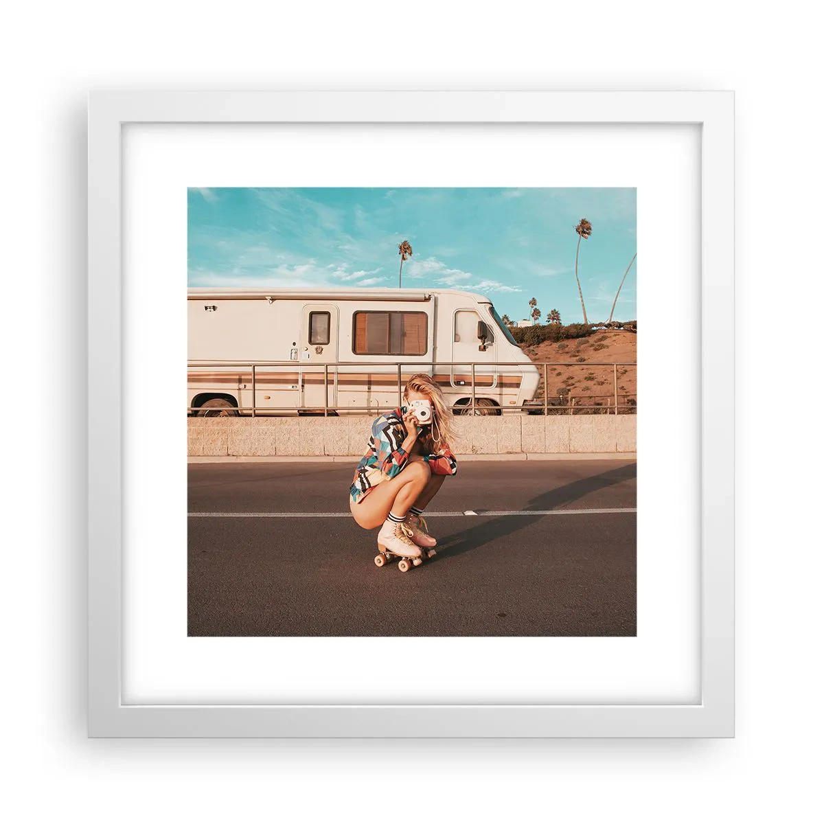 Affisch i vit ram - Ett leende, tack! - 30x30 cm