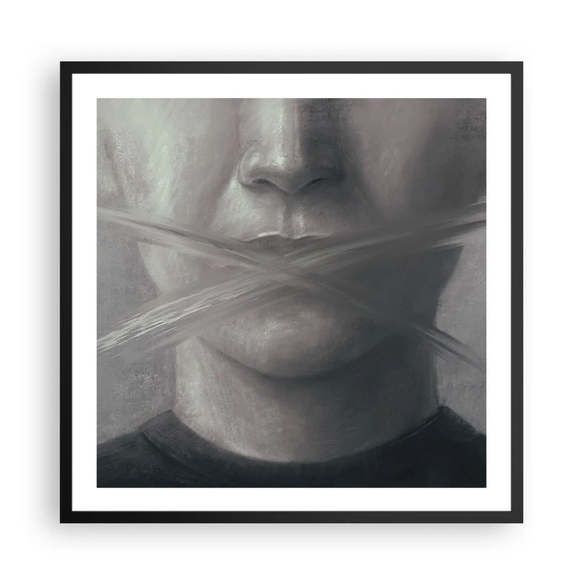 Affisch i svart ram - Inte ett ord - 60x60 cm