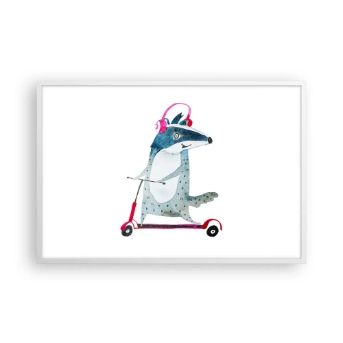 Affisch i vit ram - Grävlingens glädje - 91x61 cm