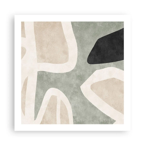 Affisch - Komposition med svart motiv - 60x60 cm