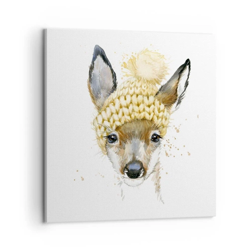 Canvastavla - Bild på duk - För vinter i insnöad skog - 50x50 cm