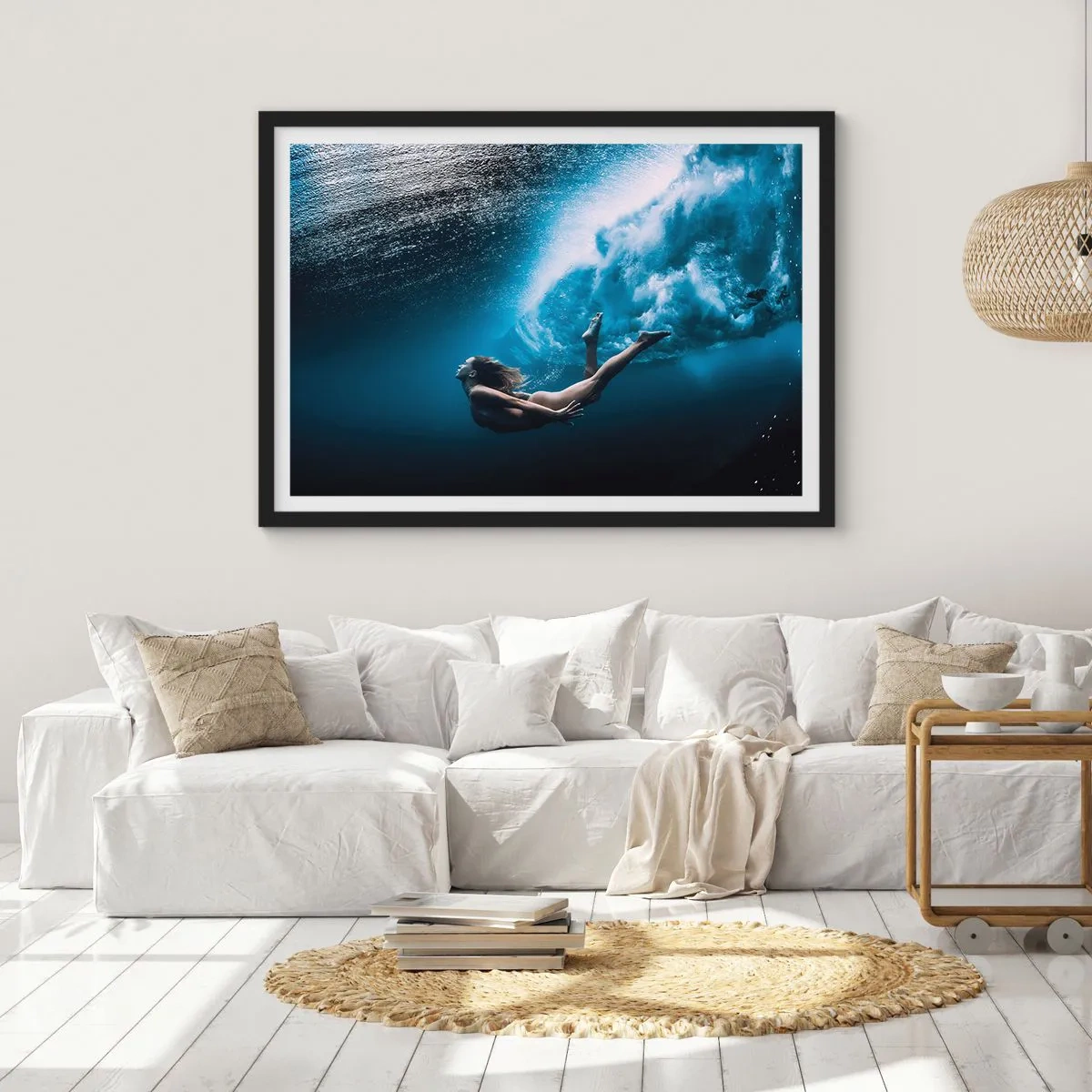 Affisch i svart ram - Modern sjöjungfru - 50x40 cm
