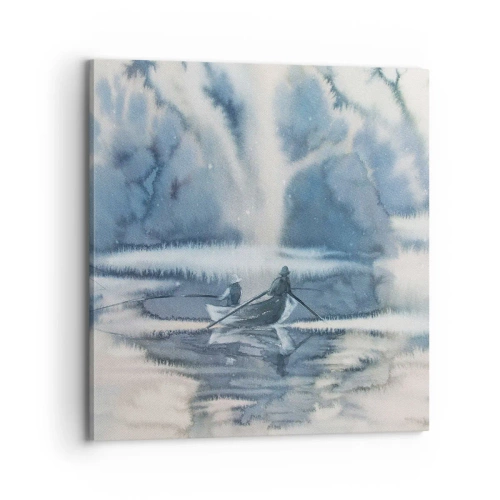 Canvastavla - Bild på duk - Sportfiskare i sitt paradis - 70x70 cm