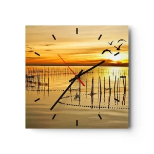 Väggklocka - Klocka på glas - Fiskevatten - 40x40 cm