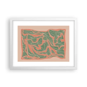 Affisch i vit ram - En kamp mellan korall och grönt - 40x30 cm