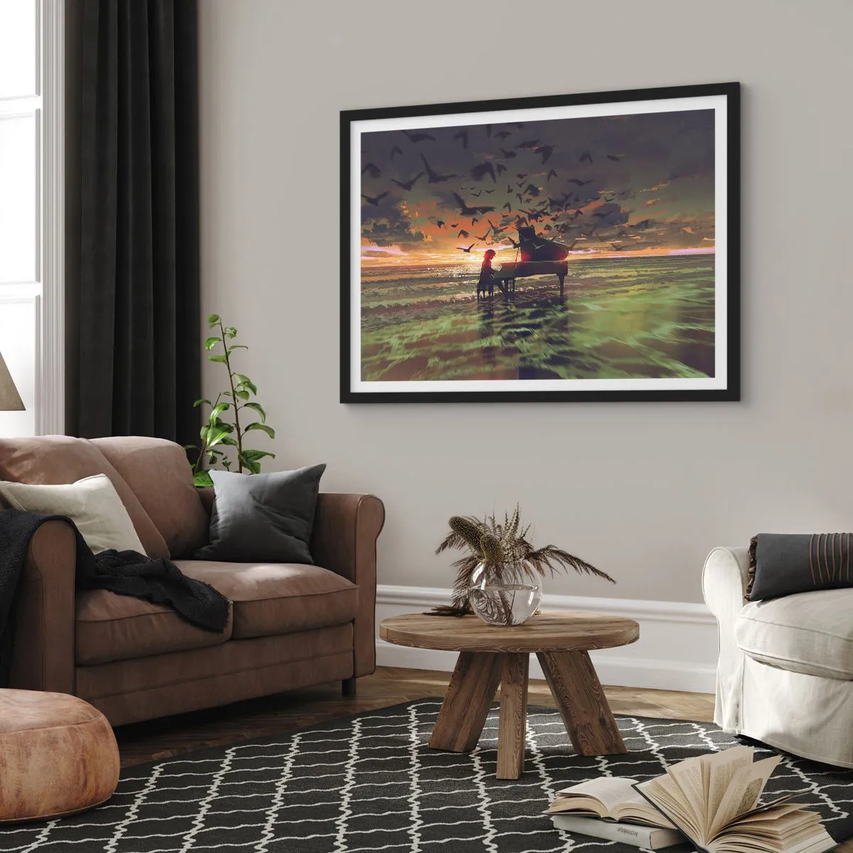 Affisch i svart ram - Konsert för piano och vågor - 91x61 cm