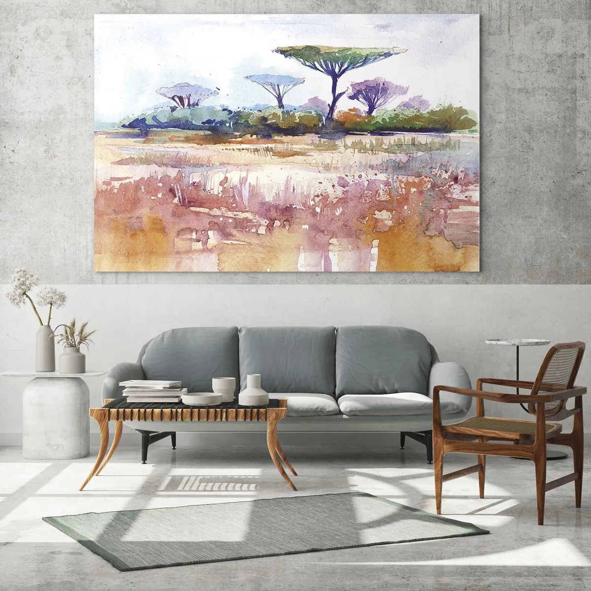 Glastavla - Bild på glas - Savannens färg - 100x40 cm