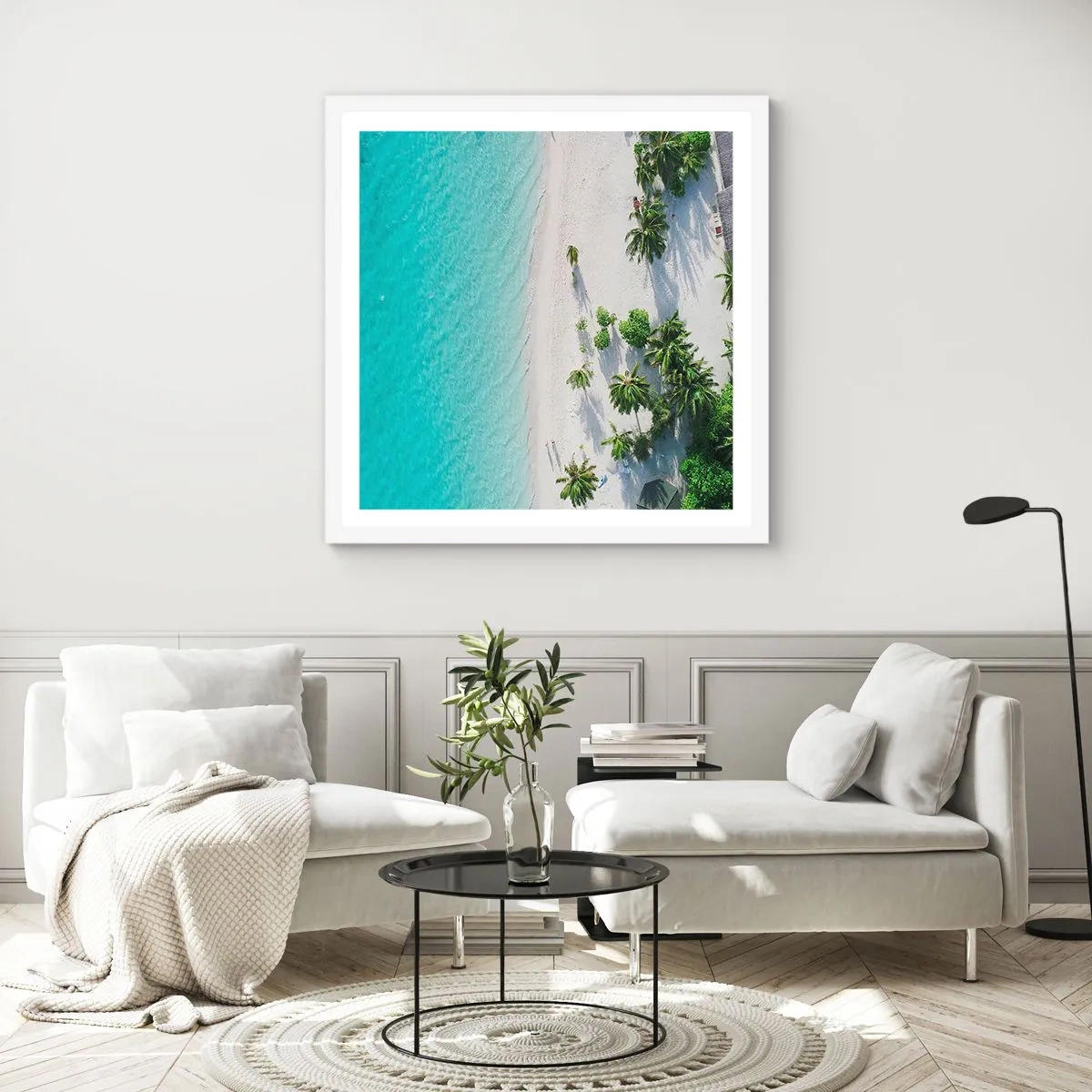 Affisch i vit ram - Semester i paradiset - 30x30 cm