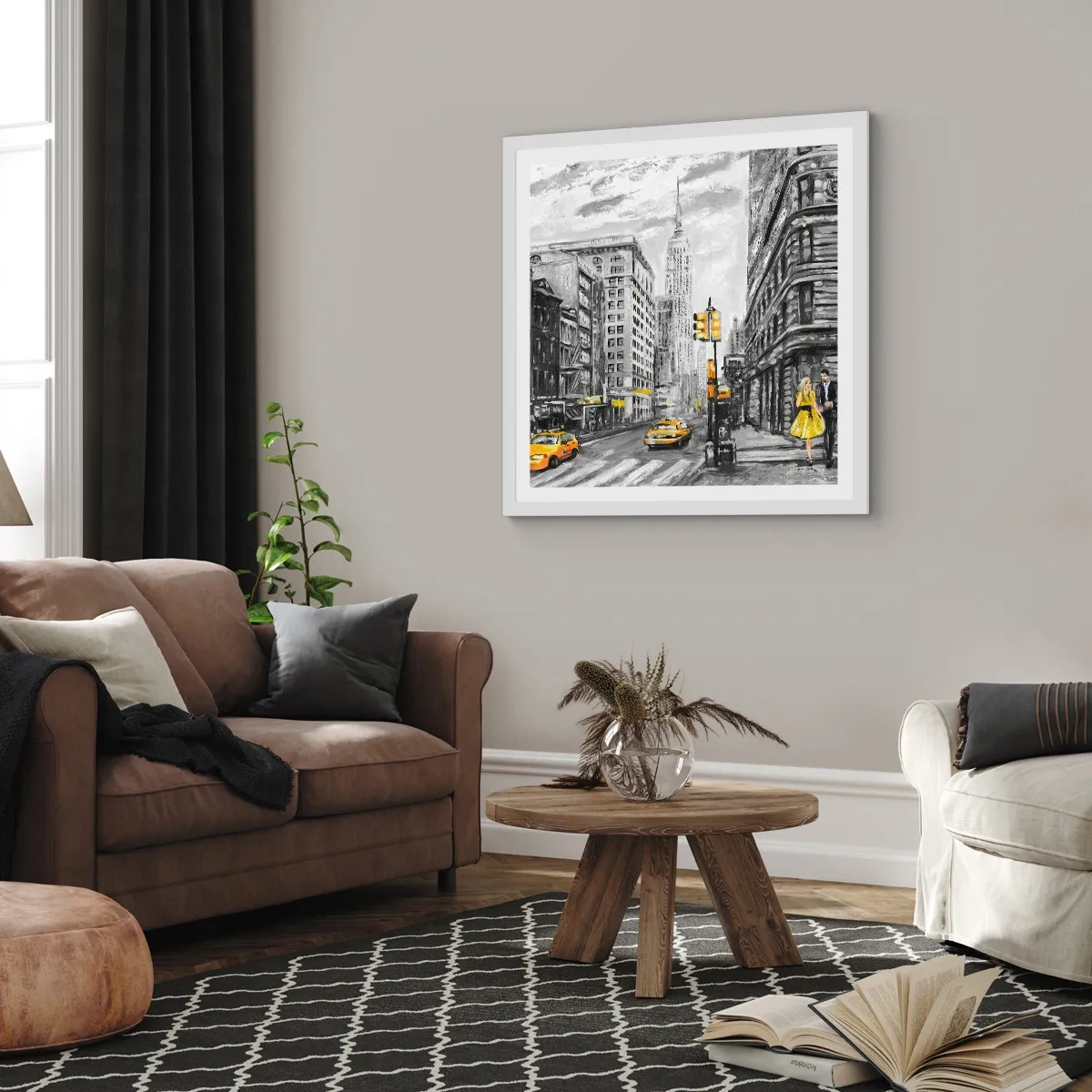 Affisch i vit ram - New York berättelse - 30x30 cm