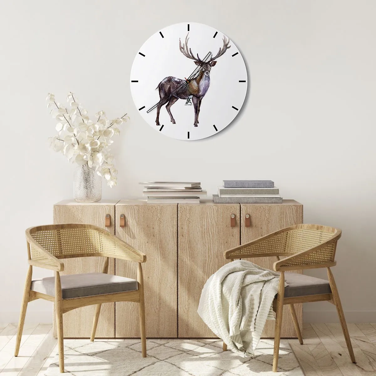 Väggklocka - Klocka på glas - Norra urskogens kung - 40x40 cm