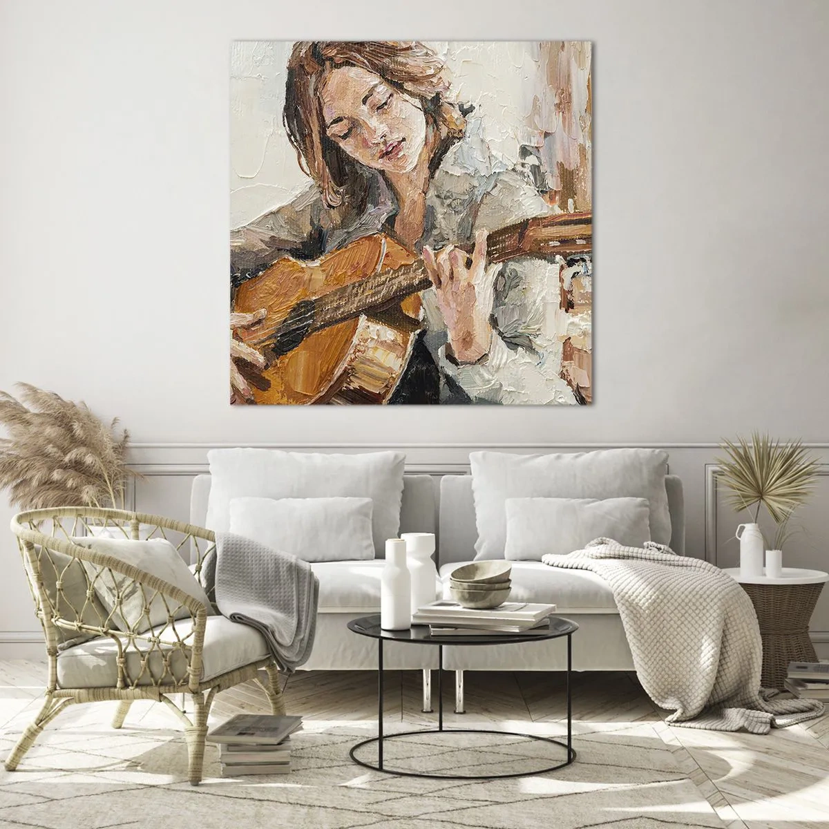 Glastavla - Bild på glas - Konsert för gitarr och en flickas hjärta - 30x30 cm