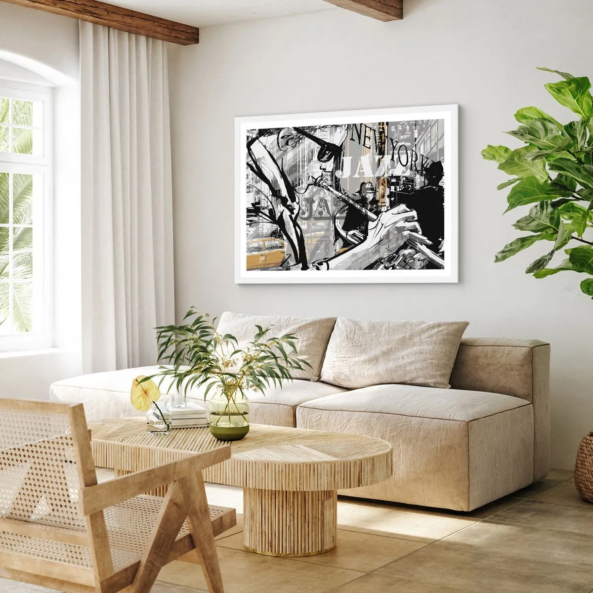 Affisch i vit ram - I New Yorks rytm - 100x70 cm