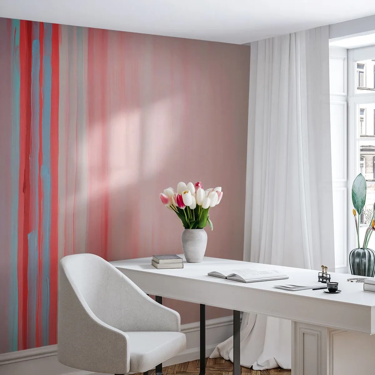 Fototapet Standard Eco - Abstraktion i gryningen - Pastell, Minimalistisk, Bit - 450x315 cm