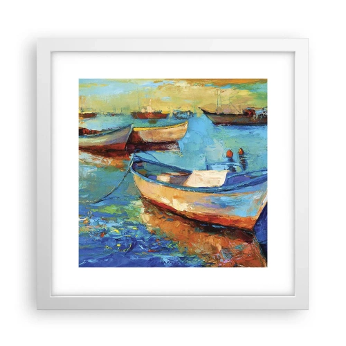 Affisch i vit ram - I en sydlig vik - 30x30 cm