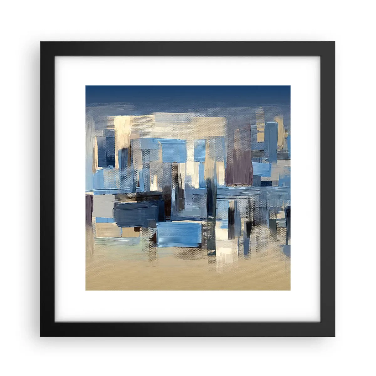 Affisch i svart ram - Blå konstruktion - 30x30 cm