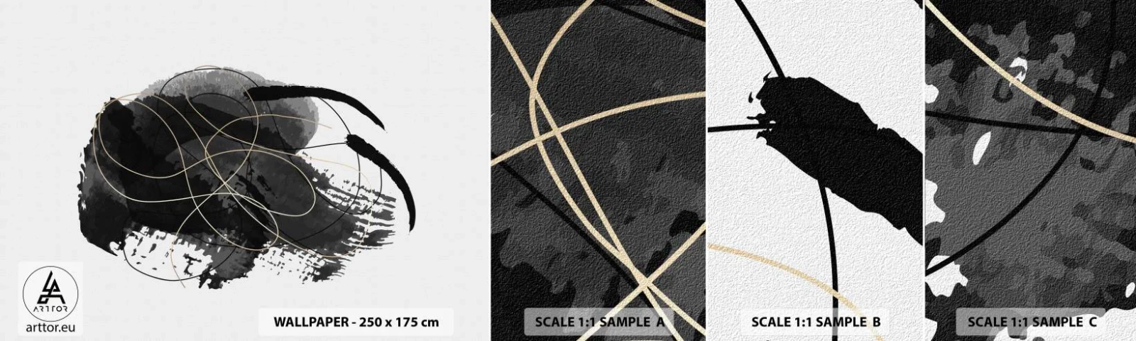 Fototapet Prov Standard Eco - Uppkommen ur svärta - Abstraktion, Bit, Modern konst - 100x30 cm