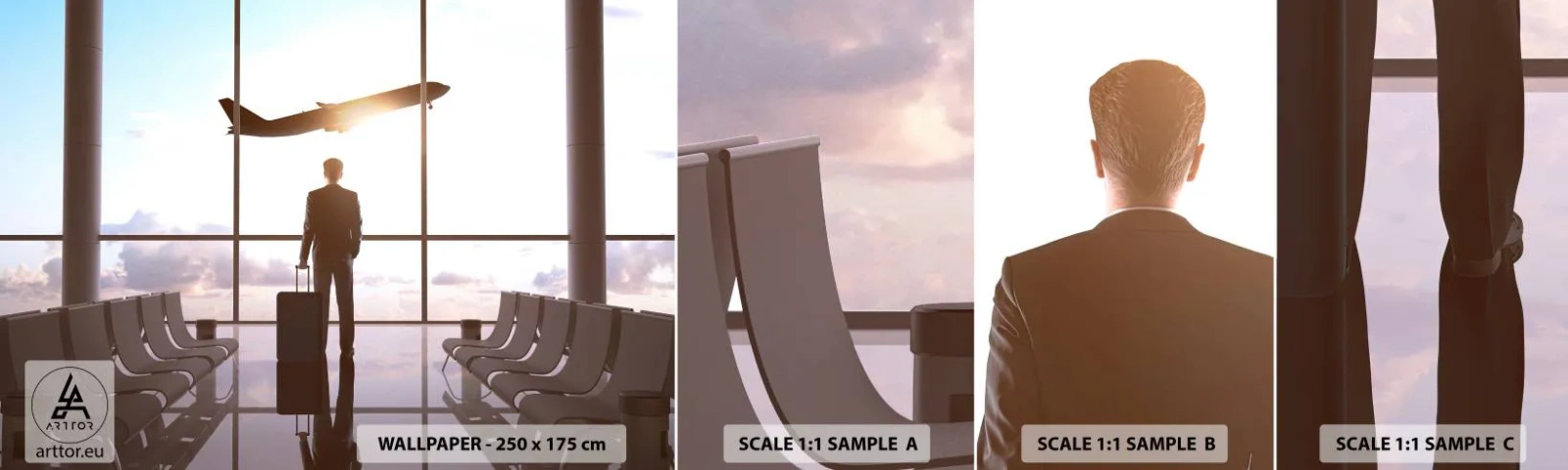 Fototapet Prov Standard Eco - Du har tid, sakta ner - Flygplats, Plan, Resor - 100x30 cm