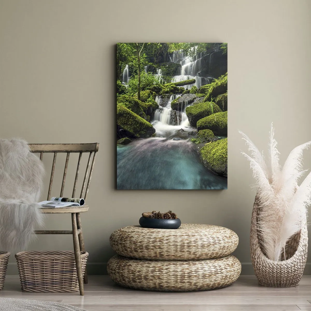 Canvastavla - Bild på duk - Turkos, safir och flytande silver - 50x70 cm