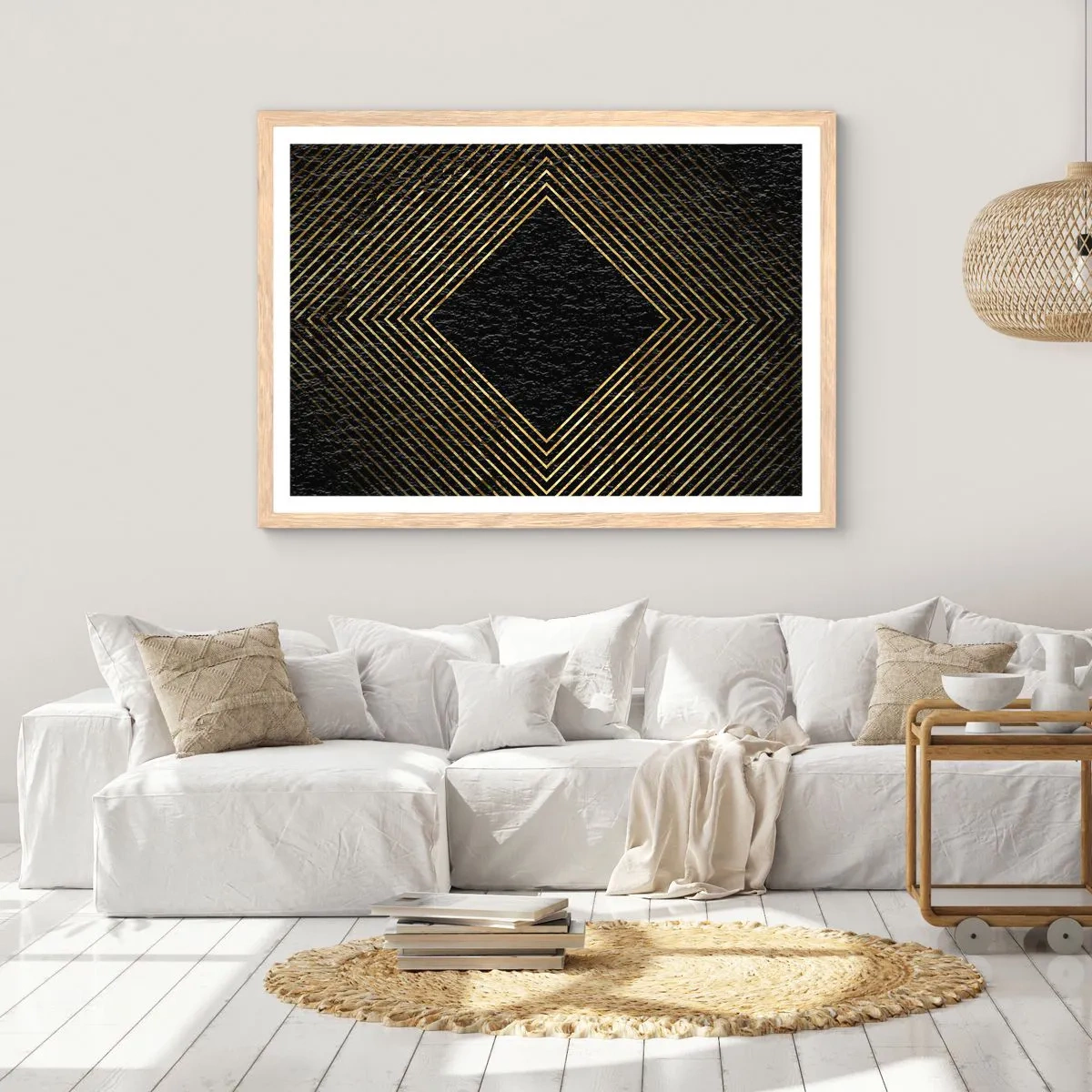 Affisch i ram av ljusek - Geometri i glamourstil - 40x30 cm