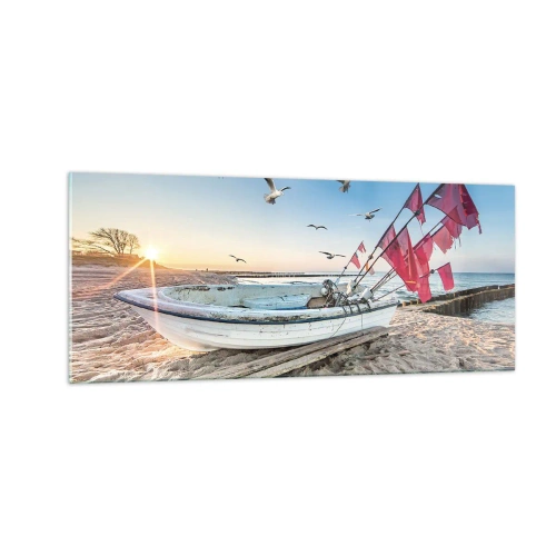 Glastavla - Bild på glas - Välförtjänt vila - 100x40 cm