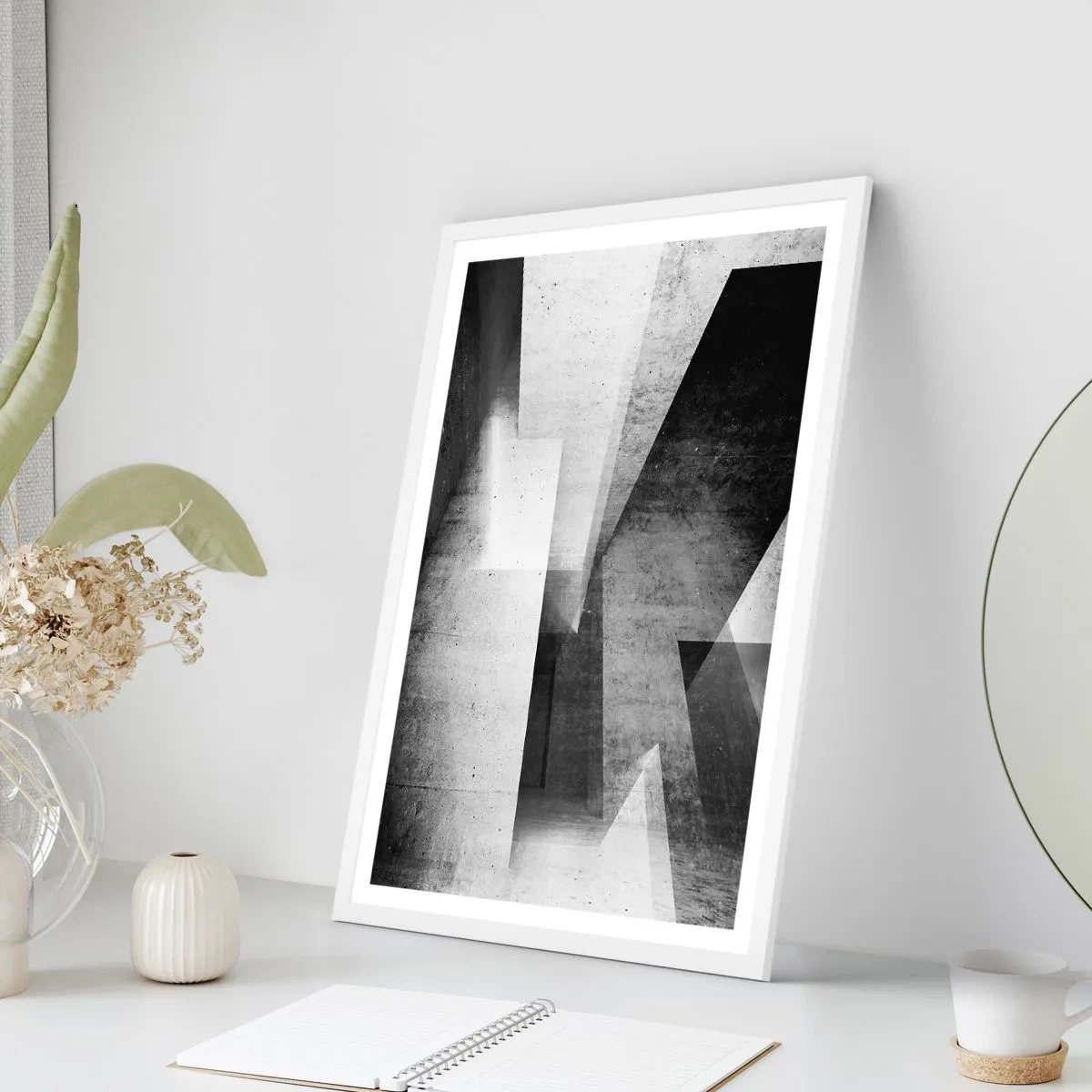 Affisch i vit ram - Rummets struktur - 61x91 cm