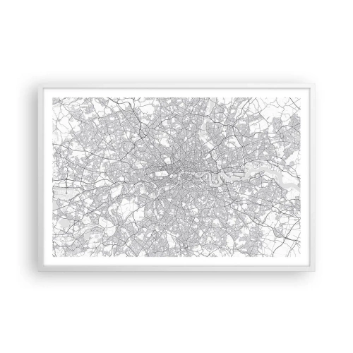 Affisch i vit ram - Karta över London-labyrinten - 91x61 cm