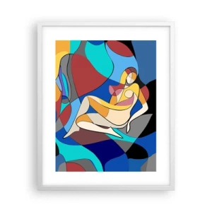 Affisch i vit ram - Kubistisk nakenbild - 40x50 cm
