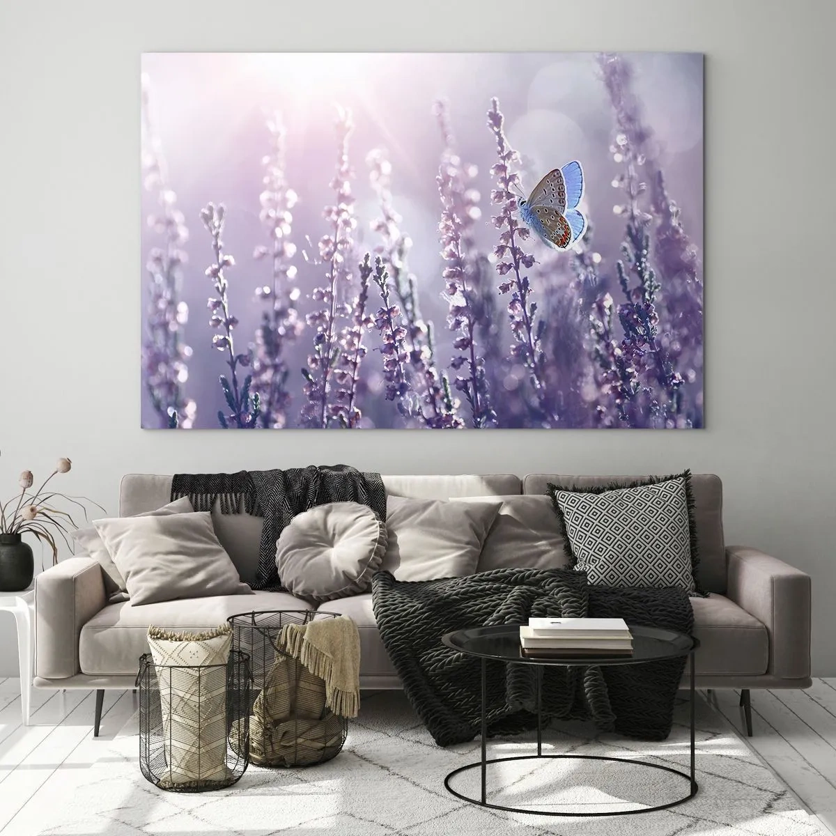 Glastavla - Bild på glas - En fjärils kyss - 100x70 cm