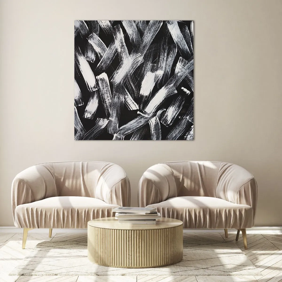 Glastavla - Bild på glas - Abstraktion i industriell anda - 50x50 cm