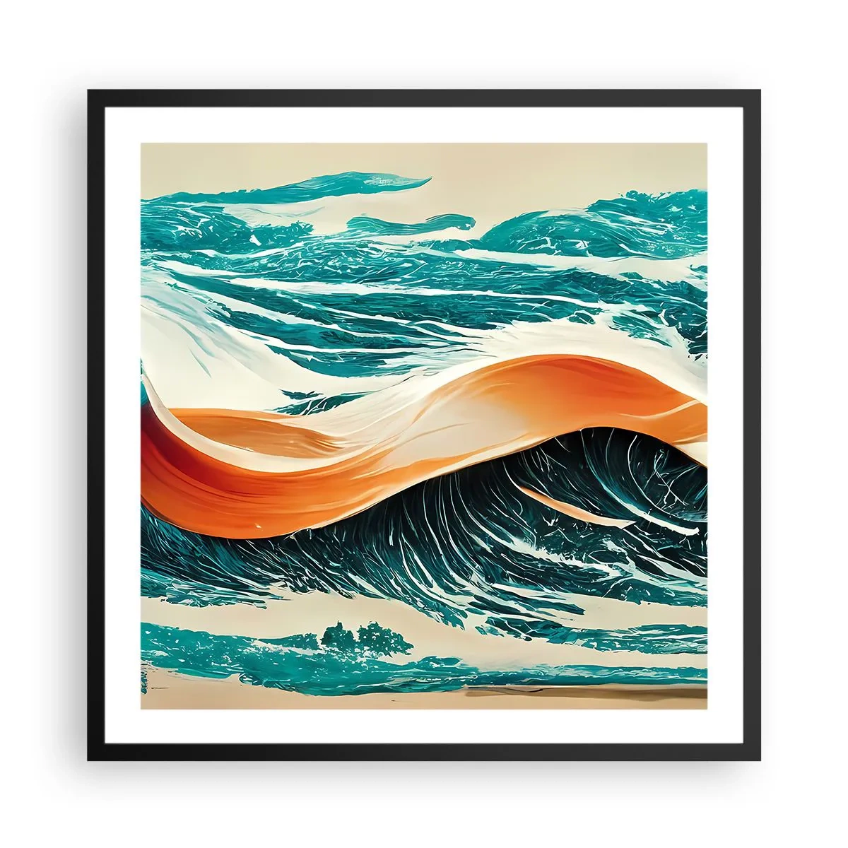 Affisch i svart ram - Surfarens dröm - 60x60 cm