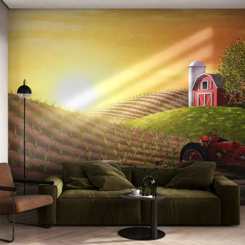Fototapet Premium Canvas - Sagolik farm - Odla, Landskap, Traktor - 100x70 cm