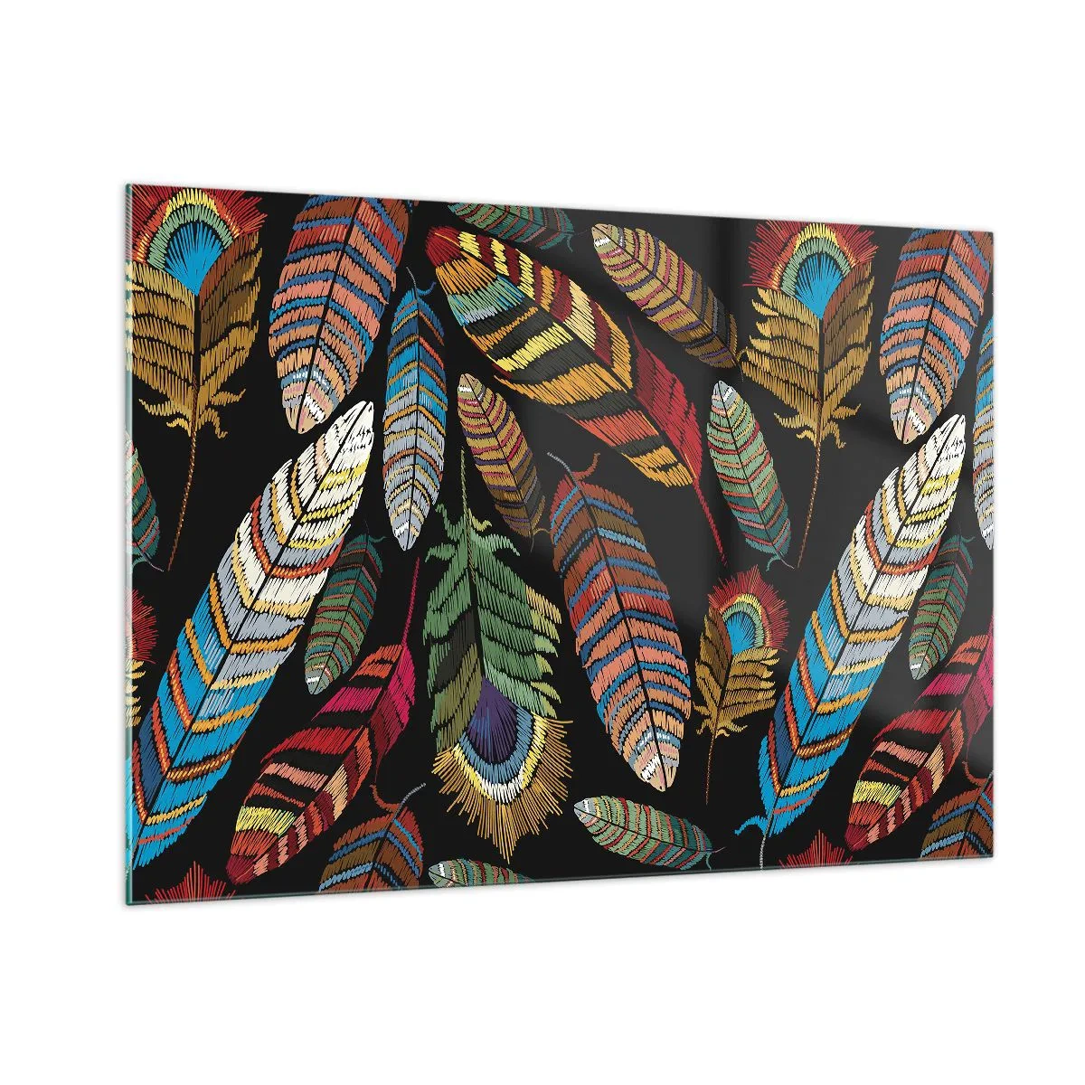 Glastavla - Bild på glas - Fågelkarneval - 100x70 cm