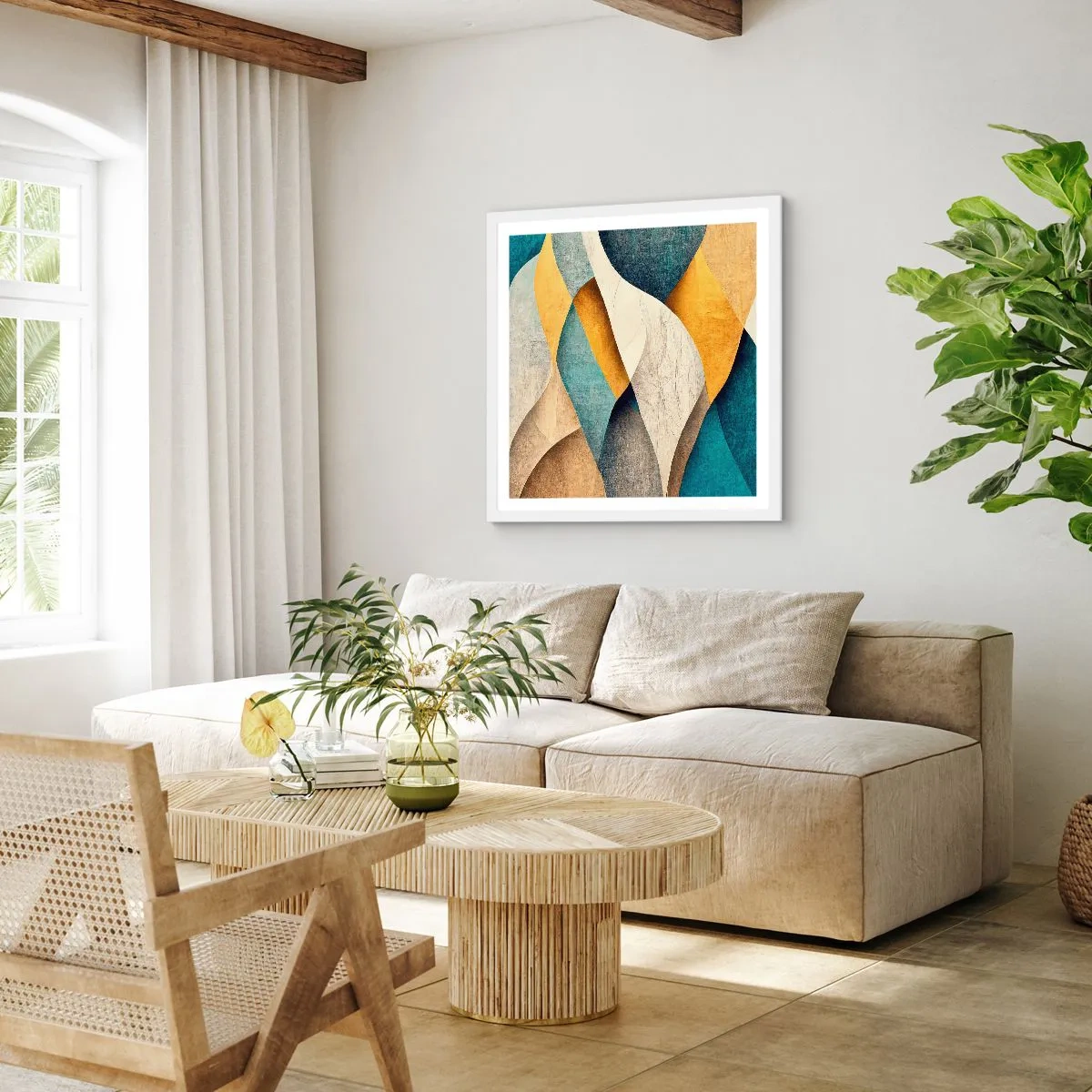 Affisch i vit ram - Rytm och vågrörelse - 30x30 cm